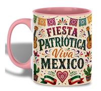 Porcelain Mug Fiesta Patriotica Viva Mexico Mexican Tea Cup Love's Day | 330ML Mug with Handles Durable Coffee Mug for Men Kitchen Anniversary Celebration