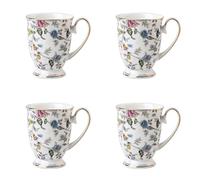 Porcelain Mugs Set of 4, 11 oz/312 ml New Bone China Floral Coffee Tea Water Cup, Coffee Latte Cappuccino Home Kitchen Office Gift Mugs Set