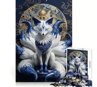 Porcelain Nine Tailed Fox 1000 Pieces Jigsaw Puzzles for Teenagers Logic Sense Toy Simple Fun Smooth Edge Stylish Gift (38x26cm)