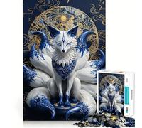 Porcelain Nine Tailed Fox Jigsaw Puzzles for Teenagers 1000 Pieces Wise Think Toy Leisure Fun Clear Cut Wall Art Decor (38x52cm)