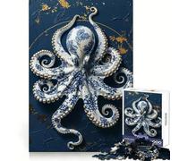 Porcelain Octopus Elegance 1000 Piece Jigsaw Puzzles for Teenagers Jigsaw Recall Build Easy Leisure Neat Cut Santa Wish Gift (38x52cm)