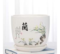 Porcelain Pot Classical Art Flowerpot for Succulents, Indoor Decor Vase with Hole and Pallet Planter, Chinese Traditional Design