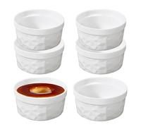 Porcelain Ramekins 8oz Ceramic Souffle Dishes Ramekins Oven Proof 10cm Ceramic Dip Bowl 240ml Baking Bowl Creme Brulee Dish for Cakes Pudding Ice Cream Egg Mould Muffin Cases White 6Pcs