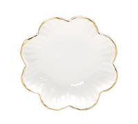 Porcelain Serving Dish,Ceramics Flower Relish Tray with Metallic Rim,Serving Bowls for Wedding,Party Perfect for Small Cereal, Pasta, Salad, Candy and Snacks White 6.6 inch, Gold,White (Big)