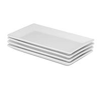 Porcelain Serving Platters - Set of 4 | White Plates | Perfect for Buffets, Deserts, Appetizers & Entrées | Party Plate | M&W