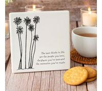 Porcelain Square Coaster - The Best Things In Life, Porcelain, Birthday Keepsake, Porcelain Coaster, Wedding Gift, Travelling Gift