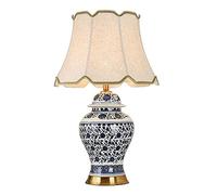 Porcelain Table Lamp - Large Antique Ceramic Luminaire for Bedroom and Living Room - Elegant Nightstand Light - Oriental Design