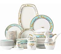 Porcelain Tableware Set, Nano-ceramic High Temperature Firing, 10-person Tableware Set, Smooth Glaze And Easy To Clean, Hand-made Reactive Glaze Elegant Design (60 pcs)