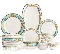 Porcelain Tableware Set, Nano-ceramic High Temperature Firing, 10-person Tableware Set, Smooth Glaze And Easy To Clean, Hand-made Reactive Glaze Elegant Design (56 pcs)