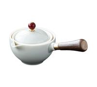 Porcelain Tea Maker - 6.89 Inch 160ml Vintage Ceramic Teapot Chinese Dispenser | 360 Rotating Tea Maker with Wood Handle, Multifunctional Flexible Kungfu Drip Teapot