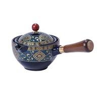 Porcelain Tea Pot Cup Set Chinese Gongfu Kung Fu Tea Set 360 Rotating Teapot Ceramic Tea Maker Infuser Semi-Automatic Teaware Travel Tea Set for Tea Lovers(H)