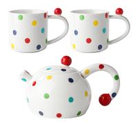 Porcelain Tea Set Ceramic Tea Pot and Tea Cups Set Cute Tea Pot Set for Party Home Kitchen (White)