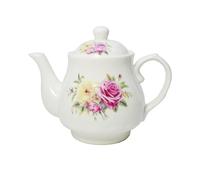 Porcelain Teapot 400ml, Small Ceramic Tea Pot with Flower 14oz
