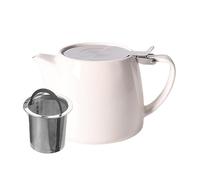 Porcelain Teapot,with Removable Stainless Steel Lids and Removable Infuser,500ML Stump Tea Pot,for Herbal or Fruit Blends (White)