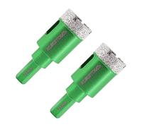 Porcelain Tile Diamond Drill Bits - KURSTOL 2pcs 1"/25mm Dry Granite Hole Saw Kit for Ceramic Marble Stone,Diamond Core Drill Bit Kit Hex Shank Fixed on Drills