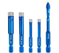 Porcelain Tile Drill Bit Set 4pcs 6/6/8/10mm with 1pc 6mm Quick Change Hex Shank Carbide Diamond Drill Bit for Drilling Holes Saw Granite Marble Through Ceramics Bathroom Tile Masonry Glass
