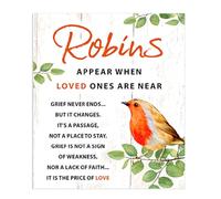 Porcelain Tile Plaque Hanging or Standing Sentiments - Robins Appear when Loved Ones are Near 2712