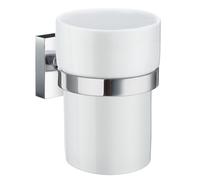 Porcelain Tumbler with Polished Chrome Bathroom Wall Mount Holder Smedbo UK Silver One Size