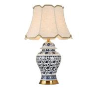 Porcelain Vase Table Lamp - Oriental Ceramic Desk Lamp for Bedroom Living Room Decor