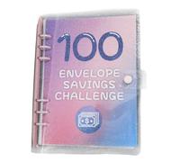 Porceosy 100 Envelope Challenge Binder,Savings Binder Envelope Binder Savings Kit Buckle Fixing Fun Easy Money Saving Planner Glitter Pink