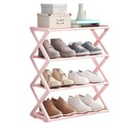 Porceosy 4 Tier Small Shoe Rack, Shoe Racks Storage for Entryway, Detachable Stable Closet Shoe Shelf Bedroom Shoe Organizer Free Standing Shoe Holder Pink