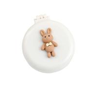 Porceosy Bowknot Bunny Hair Brush Compact Size Foldable with Mirror Soft Bristles Scalp Massage Cartoon Design Portable Detangling Styling Comb Hairdressing White