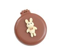 Porceosy Bowknot Bunny Hair Brush Compact Size Foldable with Mirror Soft Bristles Scalp Massage Cartoon Design Portable Detangling Styling Comb Hairdressing Coffee