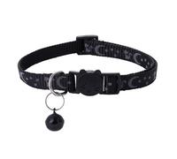 Porceosy Cat Collar Adjustable Pet Collar with Bell and Safety Release Buckle Star Moon Print Breakaway Nylon Collar for Kitten Cats Black