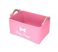 Porceosy Cat Toy Organizer Pet Toy Storage Box Lightweight Flexible Large Capacity Organizer for Toys Coats Blankets (Pink)