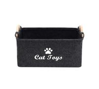 Porceosy Cat Toy Organizer Pet Toy Storage Box Lightweight Flexible Large Capacity Organizer for Toys Coats Blankets (Black)