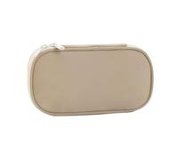 Porceosy Chinese Style Compact Travel Jewelry Organizer, Soft Fabric Portable Pouch with Multi-Compartment, for Rings Earrings Necklaces Bracelets Khaki L