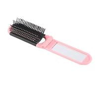 Porceosy Compact Travel Hairbrush Foldable Women Portable Folding Hair Brush with Mirror Soft Bristles Scalp Massage Anti-static Travel-friendly Detangling Pink