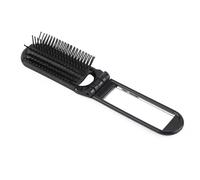 Porceosy Compact Travel Hairbrush Foldable Women Portable Folding Hair Brush with Mirror Soft Bristles Scalp Massage Anti-static Travel-friendly Detangling Black