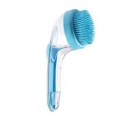 Porceosy Dog Bath Brush, 2-in-1 Dog Wash Scrubber with Soap and Shampoo Dispenser, Pet Grooming Massage Brush for Long Short Haired Dogs Cats Blue