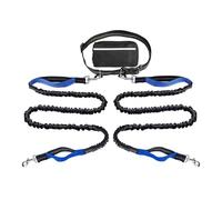 Porceosy Dog Leash with Waist Pack - Hands-Free Dog Lead, Reflective Retractable Lead for Running & Walking, Padded Handle & Night Safety Gear for Two Dogs Royal Blue