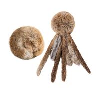 Porceosy Furry Ball Cat Kicker Toys, Faux Rabbit Fur, Natural Gall Fruit, Fluffy Bunny Kick Toy for Indoor Kitten, Hunting and Chasing, 2 Pieces (Furry Ball&Octopus Furry Ball)