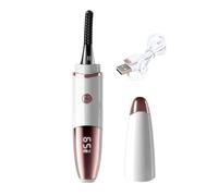 Porceosy Heated Eyelash Curler LED Display 4 Temperature Modes USB Rechargeable Quick Heating Portable Travel Women Eye Lashes Clip Curling Tools Long Lasting Makeup White