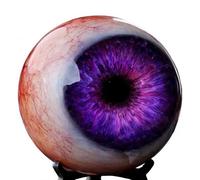 Porceosy Hyper-Realistic Gothic Eyeball Ornament, 3D Lifelike Horror Eye Sculpture with Stand, Creepy Dark Fantasy Desk Decor, Unique Spooky Gift for Horror Fans and Halloween Home Decor Purple 1pc