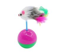 Porceosy Interactive Tumbler Mouse Shape Cat Toy, Feather Tail Mice Plush, Realistic for Exercising Playing Chewing, Reduces Anxiety Boredom