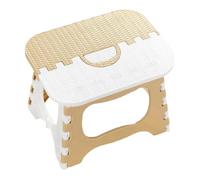 Porceosy Plastic Folding Step Stool with Handle - Lightweight, Heavy Duty & Non-Slip, Portable Foldable Stool for Adults & Kids, Indoor Outdoor Use for Kitchen, Bathroom, Camping, Picnic Khaki S