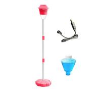 Porceosy Standing Automatic Kids Bubble Machine, Adjustable Height with Lights and Music, Rechargeable Outdoor Bubble Maker for Parties and Birthdays Red B