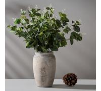 PORCER 8.2 Inch Ceramic Vase, Terracotta Rustic Vase Farmhouse Decorative Vase Boho Decor, Ceramic Vases for Home Decor, Living Room, Entryway, Floor, Holiday Wedding Christmas New Year Gifts - Gray