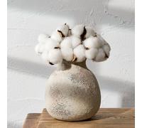 PORCER Ceramic Rustic Flower Vase, 6.1 Inch Cute Boho for Home Decor, Farmhouse Terracotta Vase for Living Room, Table, Shelf, Mantel Decoration, Farmhouse, Natural Brown