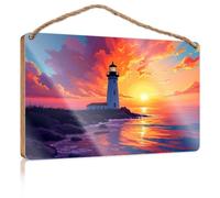 Porch Decorations A Lighthouse Stands Tall Against A Vibrant Sunset Bathroom Decor Wall Art Funny Indie Room Decor(20X30CM)