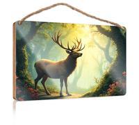 Porch Decorations A Majestic Stag Stands in A Sunlit Forest Bathroom Decor Wall Art Funny Indie Room Decor(15X28CM)