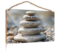 Porch Decorations God'S Message On Stones: Overcoming Adversity Wooden Sign Decorations For The Kitchen Farmhouse Bathroom Dec(20X30CM)