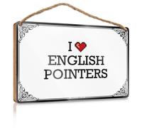 Porch Decorations I Love English Pointers Wooden Sign Decor Signs Wooden Hanging Sign(20X30CM)