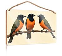 Porch Decorations Three Colorful Birds Perched On A Branch Bathroom Decor Wall Art Funny Indie Room Decor(15X28CM)