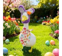 Porch Duck Outfits with Easter Bunny Hat - Cute Spring & Easter Party Supplies, 17.5x13.5cm Decorative Duck Costume for Lawn, Garden, Backyard, Farmhouse Celebration Decor