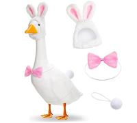 Porch Easter Outfits, Cute Porch Gooses Outfits With Bunny Ears Hat, Bow Tie And Tail For Lawn Duck Statues Costume For Outdoor Yard